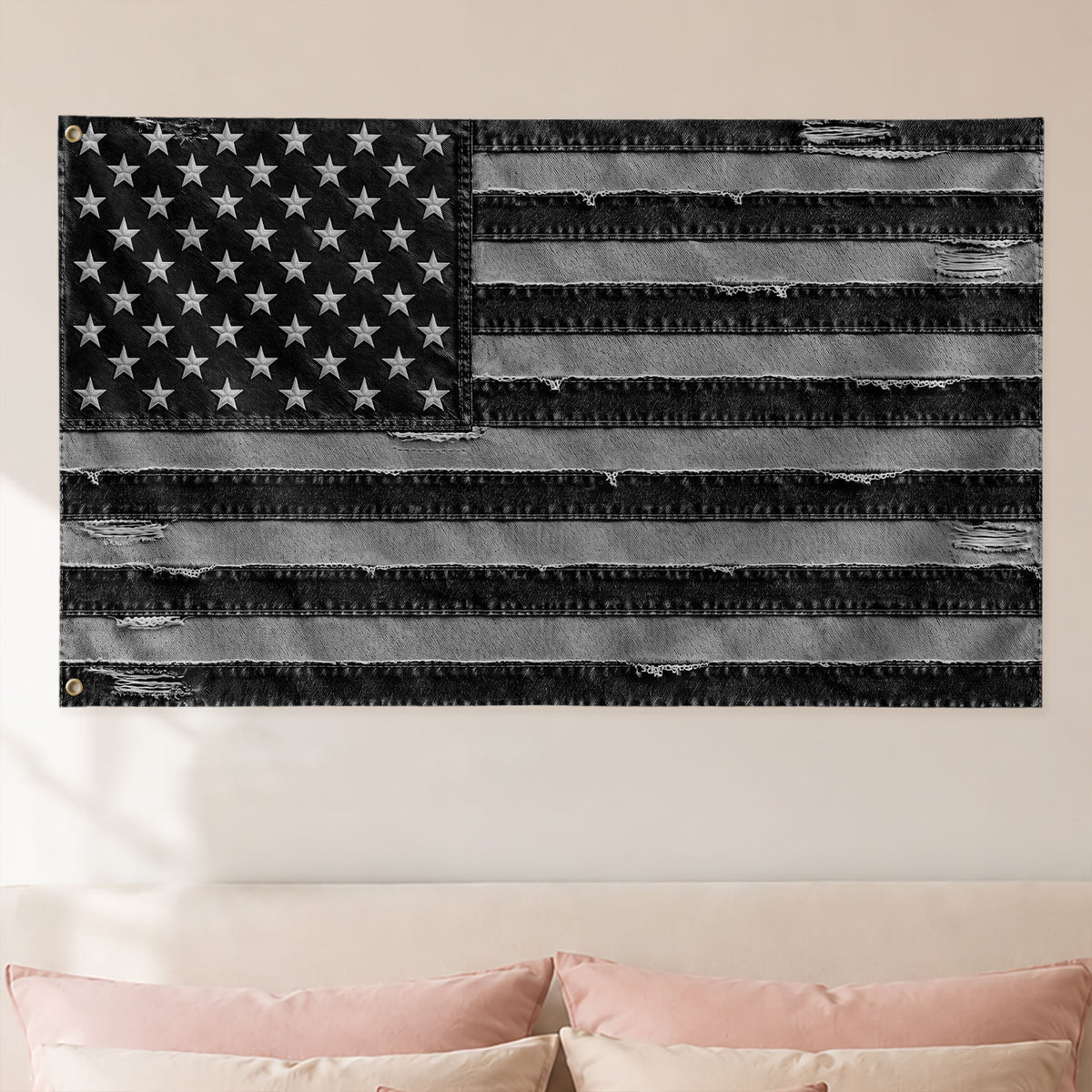 Custom Pink Distressed USA Flag Portrait Photo Collage Banner Wall Art Tapestry Piece