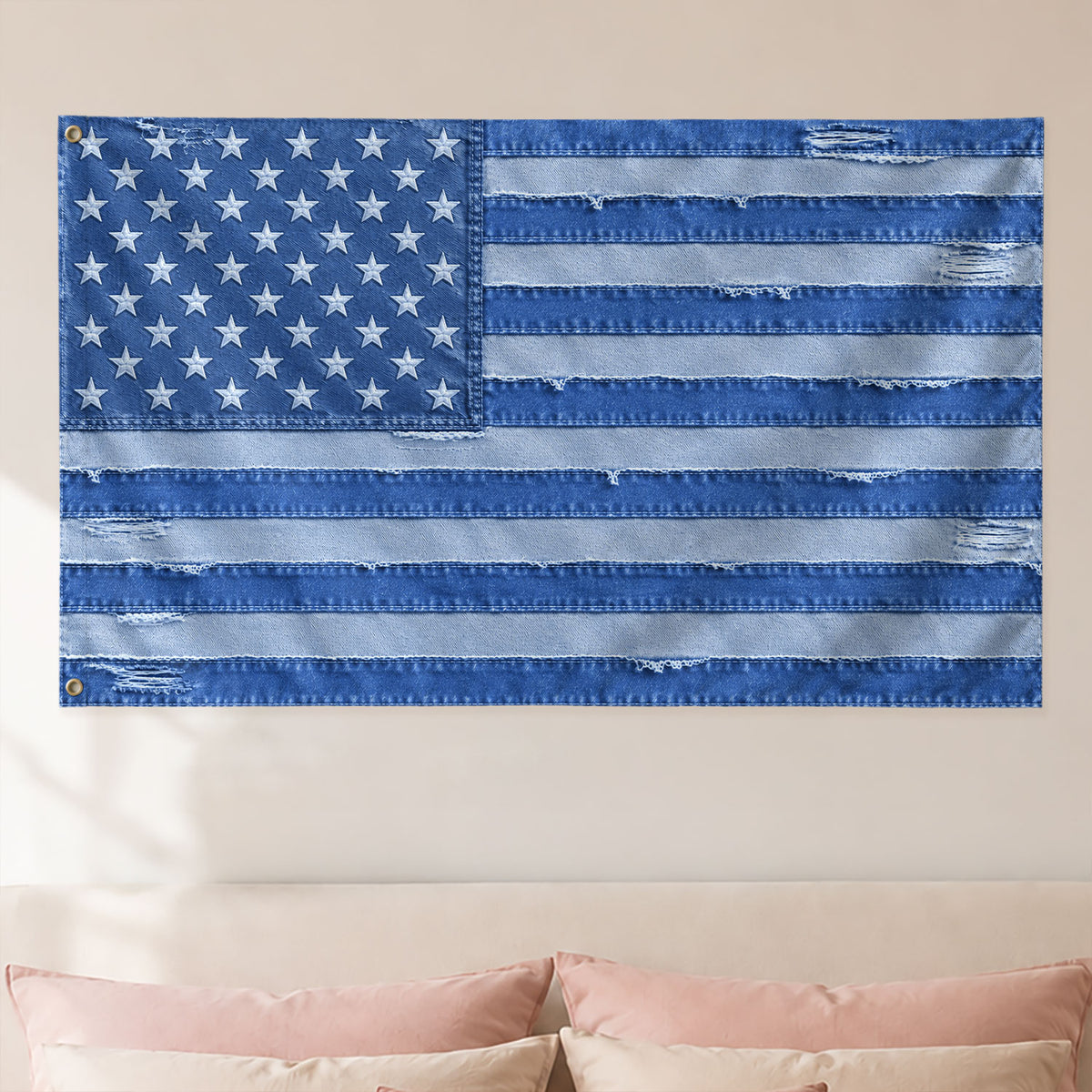 Custom Pink Distressed USA Flag Portrait Photo Collage Banner Wall Art Tapestry Piece