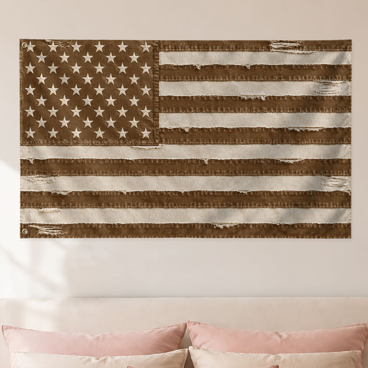 Custom Pink Distressed USA Flag Portrait Photo Collage Banner Wall Art Tapestry Piece