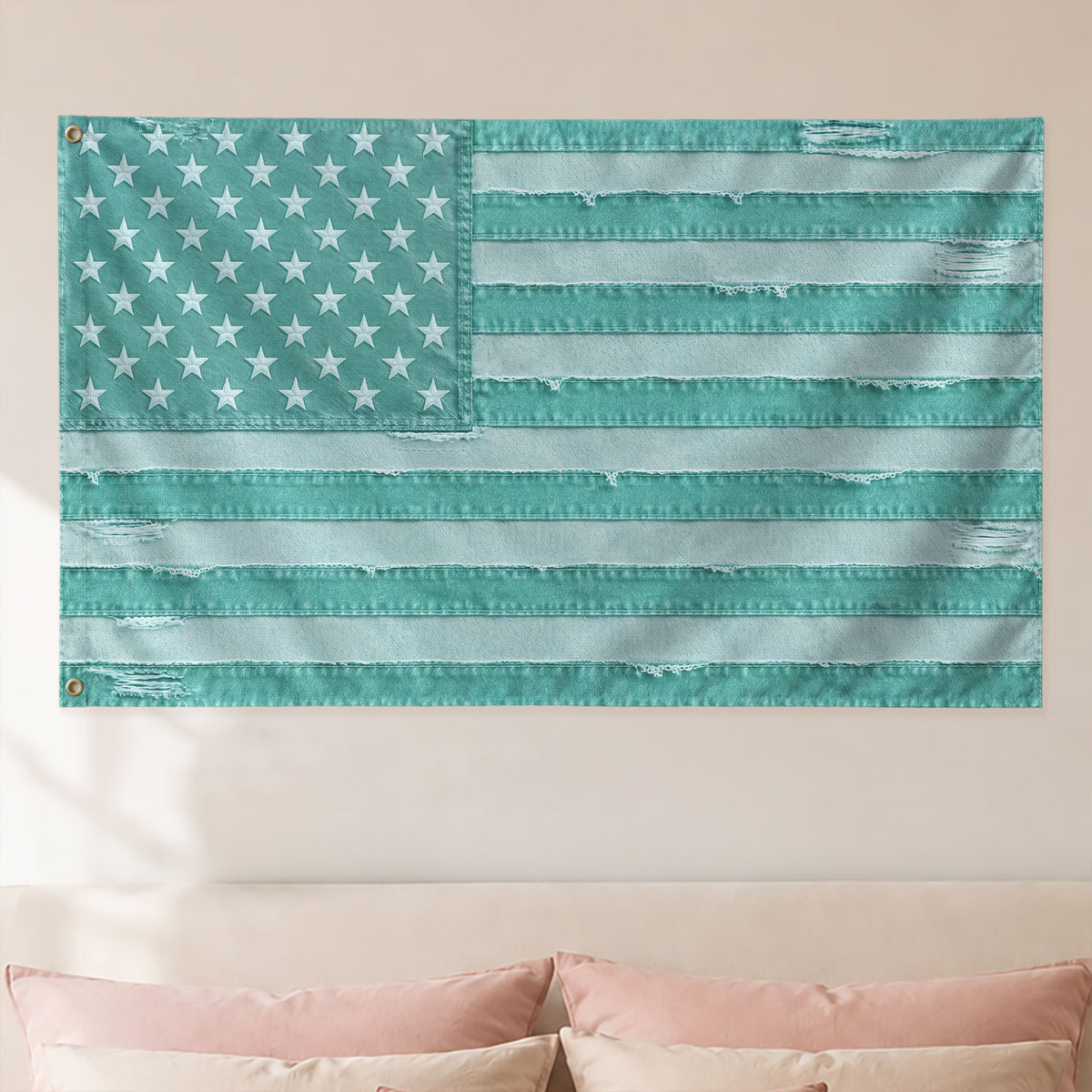Custom Pink Distressed USA Flag Portrait Photo Collage Banner Wall Art Tapestry Piece