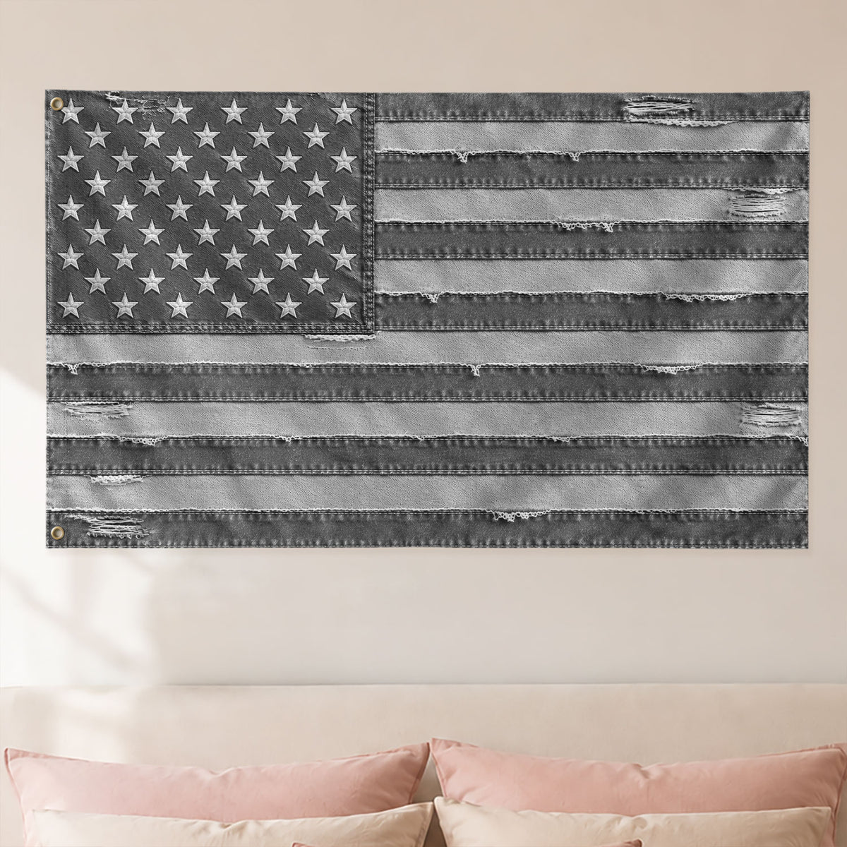 Custom Pink Distressed USA Flag Portrait Photo Collage Banner Wall Art Tapestry Piece
