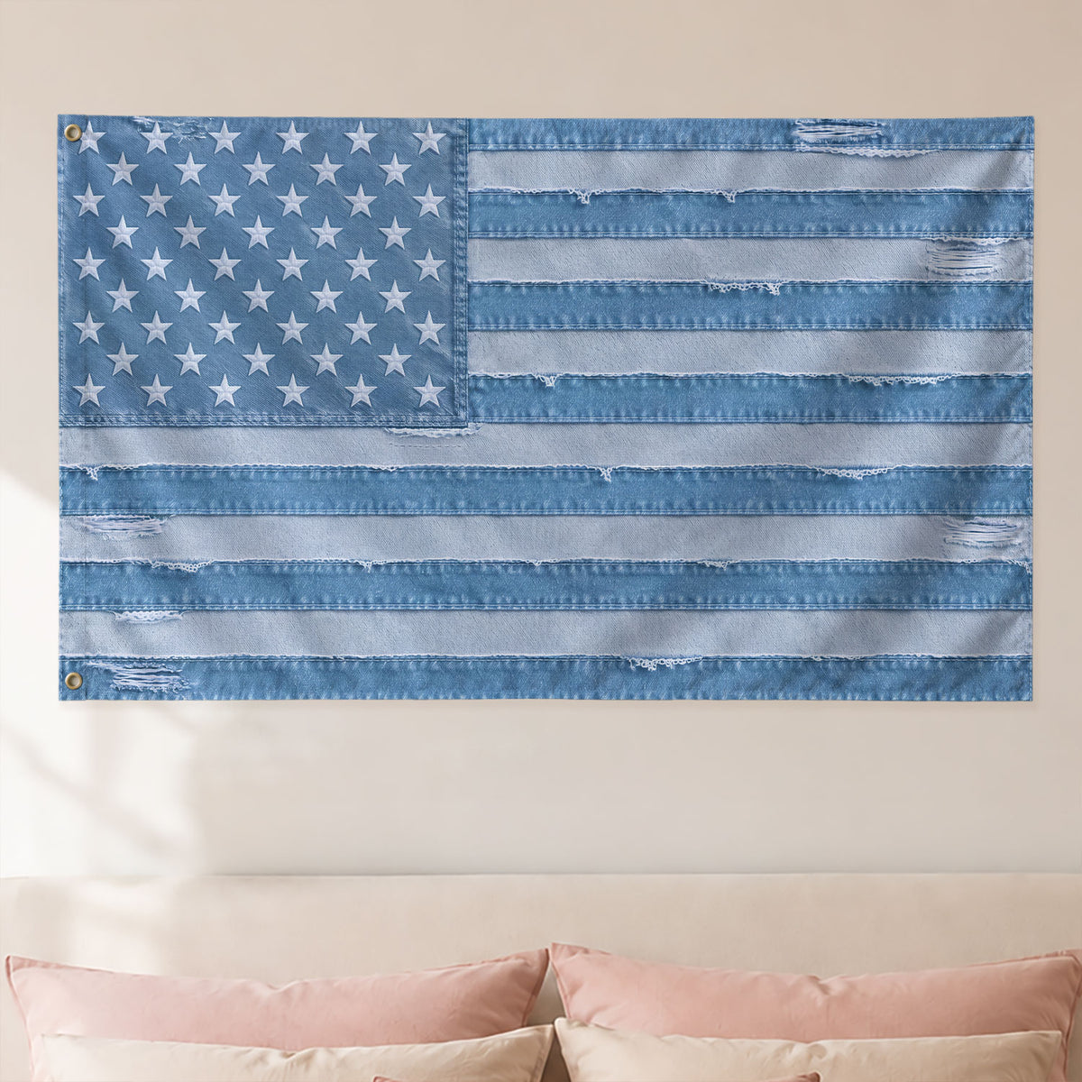 Custom Pink Distressed USA Flag Portrait Photo Collage Banner Wall Art Tapestry Piece