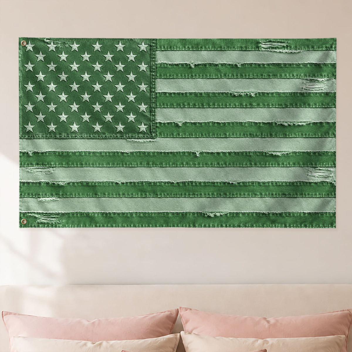 Custom Pink Distressed USA Flag Portrait Photo Collage Banner Wall Art Tapestry Piece
