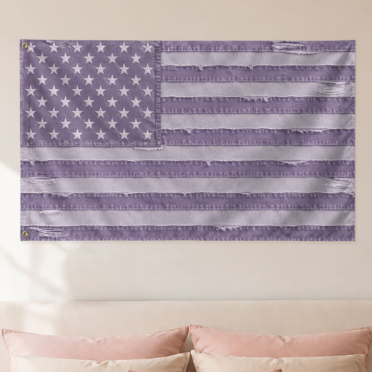 Custom Pink Distressed USA Flag Portrait Photo Collage Banner Wall Art Tapestry Piece
