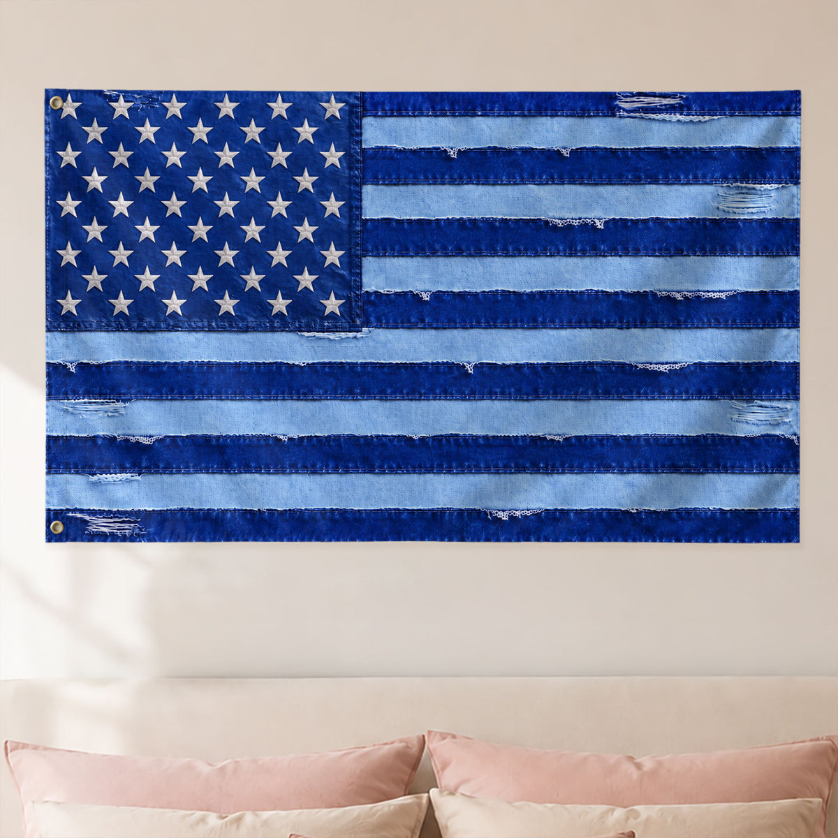 Custom Pink Distressed USA Flag Portrait Photo Collage Banner Wall Art Tapestry Piece