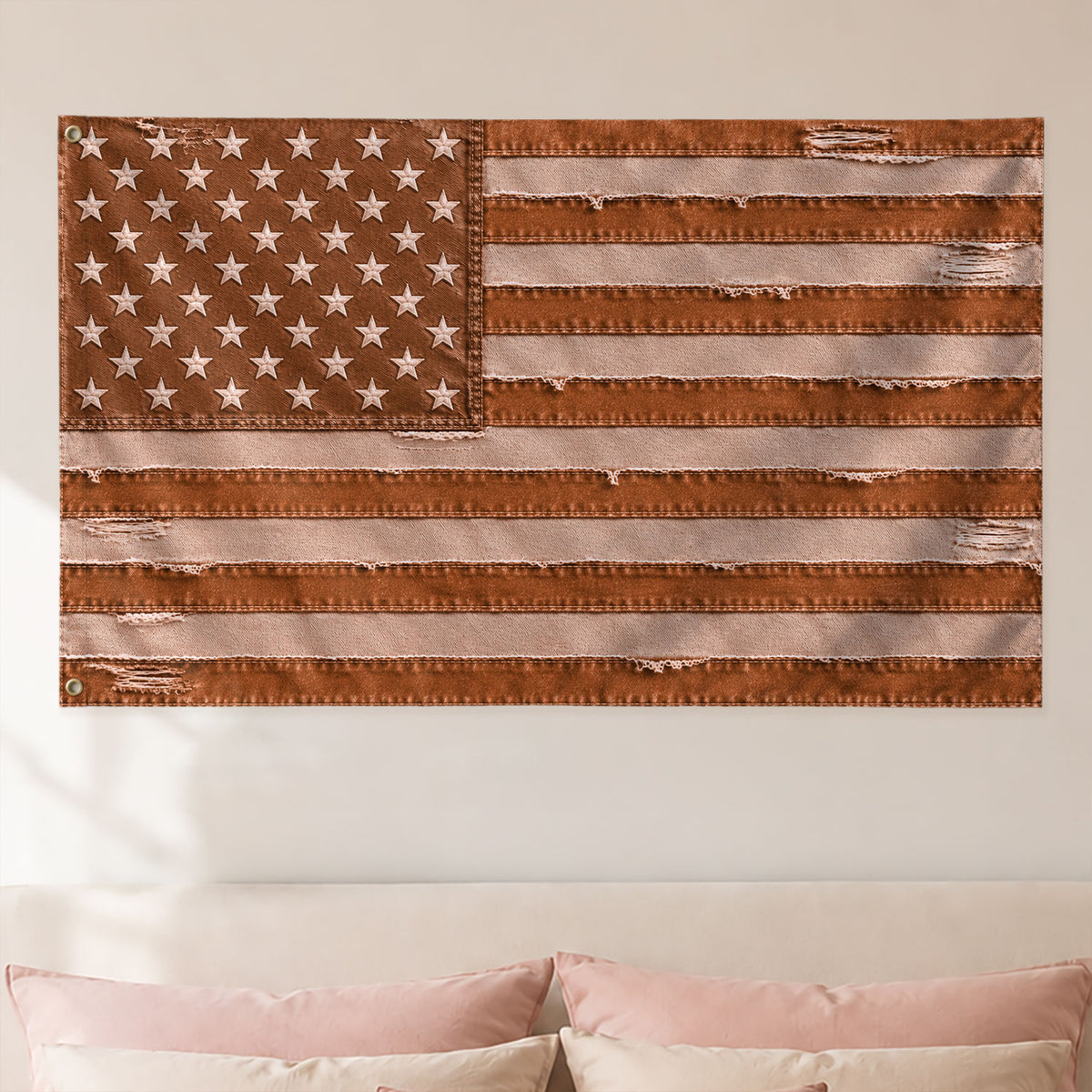 Custom Pink Distressed USA Flag Portrait Photo Collage Banner Wall Art Tapestry Piece