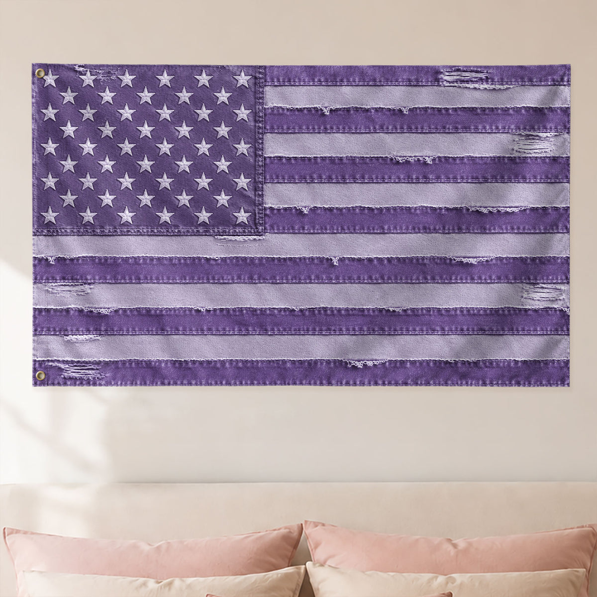 Custom Pink Distressed USA Flag Portrait Photo Collage Banner Wall Art Tapestry Piece