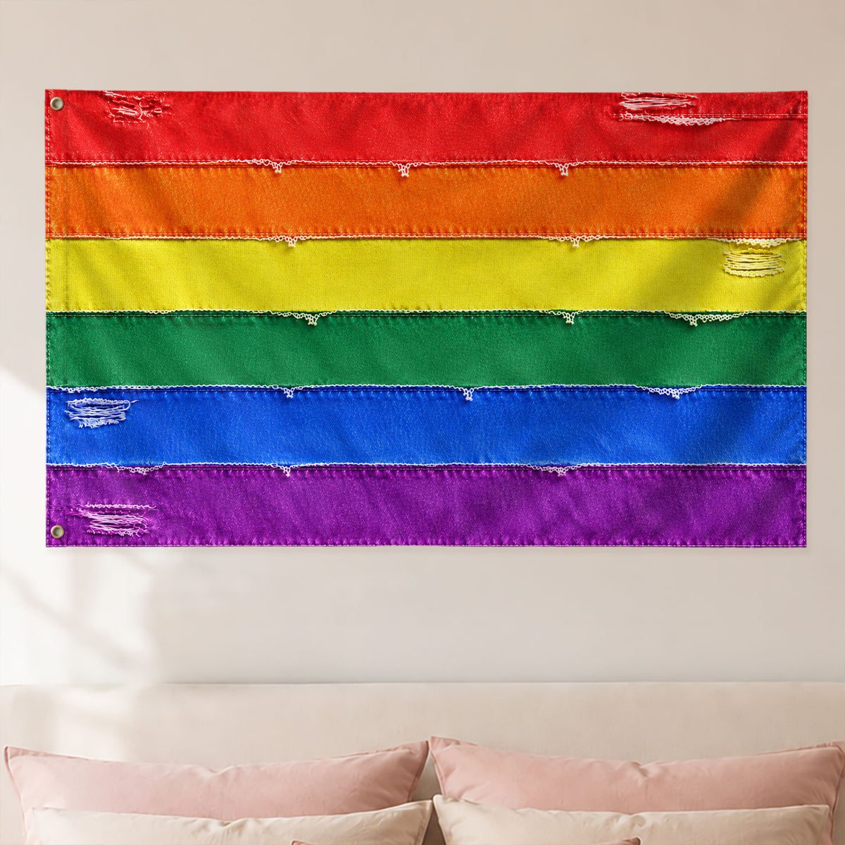 Custom Pink Distressed USA Flag Portrait Photo Collage Banner Wall Art Tapestry Piece