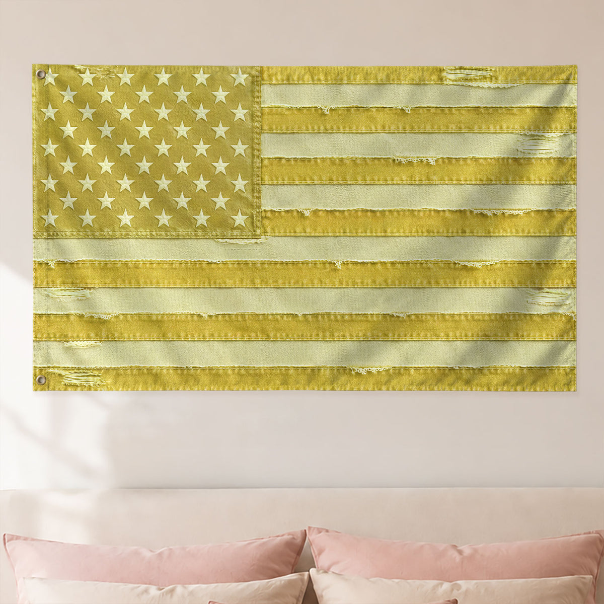 Custom Pink Distressed USA Flag Portrait Photo Collage Banner Wall Art Tapestry Piece