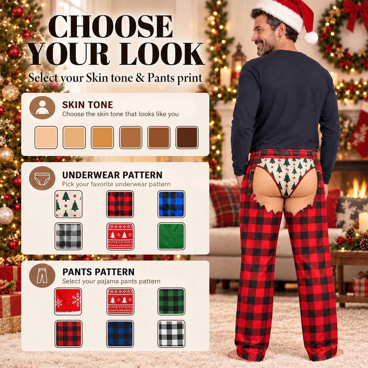 Funny Mens Pajama Pants with Hairy Legs Plaid, Custom Pajamas for Cozy Lounging, Bold Gag Gifts and Christmas Pajamas for Cozy Nights, Pallyprints Co.