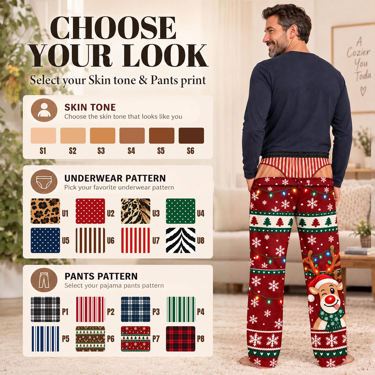 Plaid Leopard Funny Mens Pajama Pants, Custom Pajamas for Playful Evenings, Wild Gag Gifts and Christmas Pajamas for Relaxed Nights, Pallyprints Co.