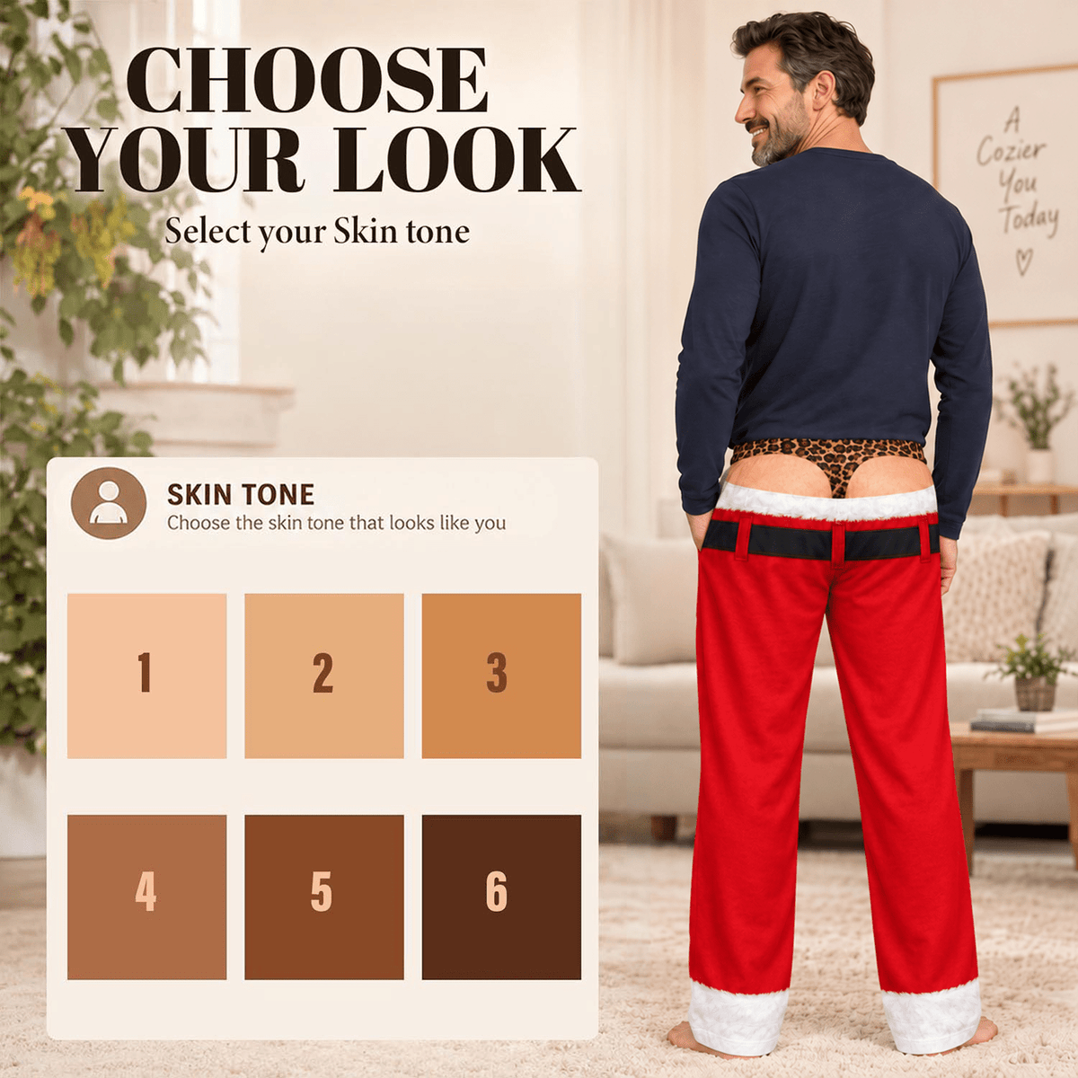 Funny Mens Pajama Pants with Leopard Santa, Custom Pajamas for Festive Lounging, Bold Gag Gifts and Christmas Pajamas for Cozy Nights, Pallyprints Co.