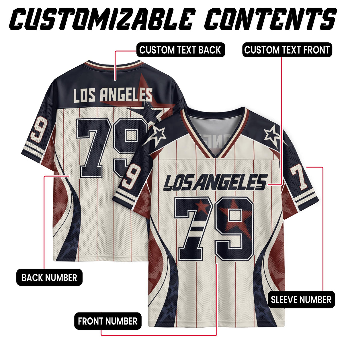 Custom Los Angeles Football Jersey Unisex Vintage Pinstripe Y2K Outfits Shirt Apparel