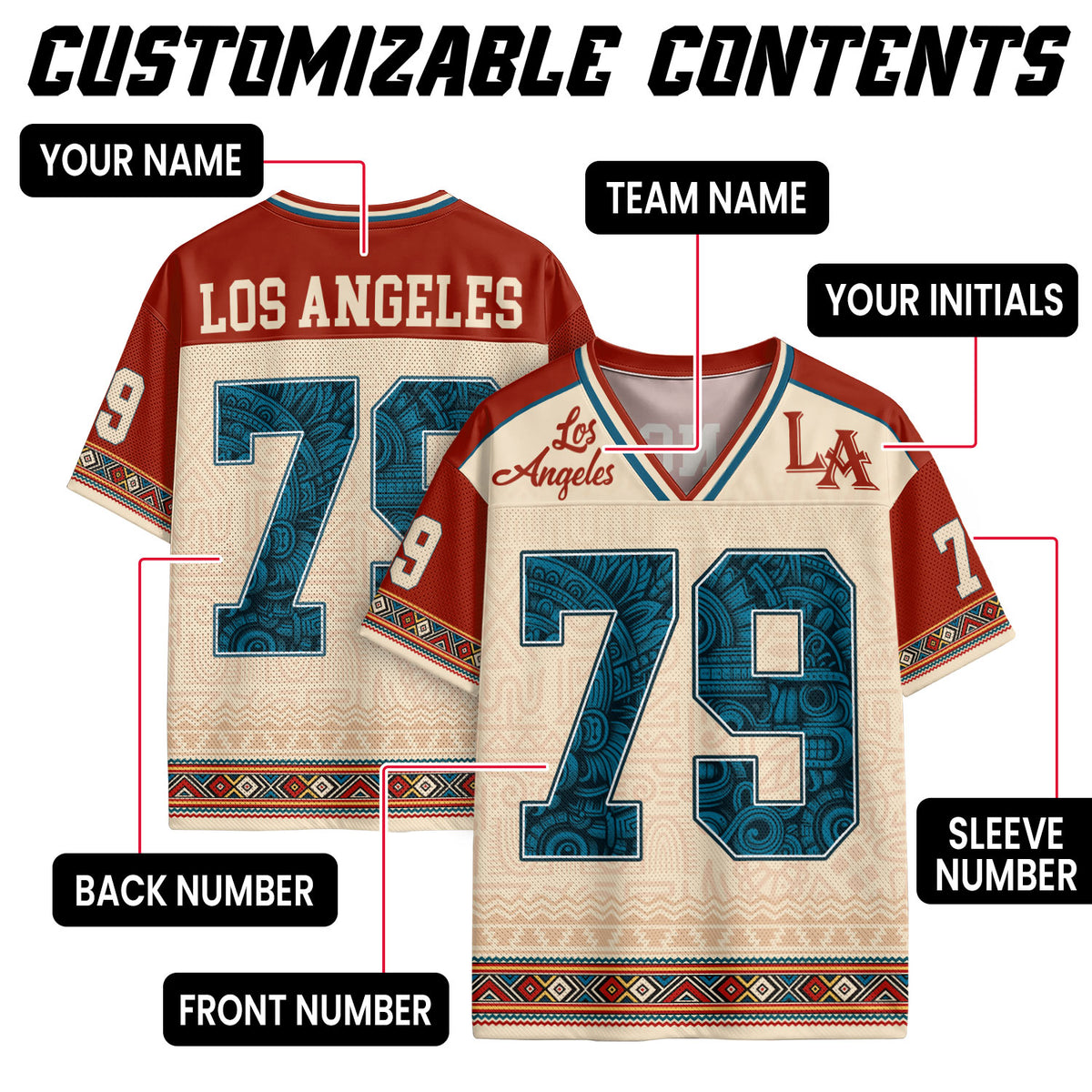 Custom Red Blazing Stars Football Jersey Unisex Tribal Print Y2K Jersey Shirt Top