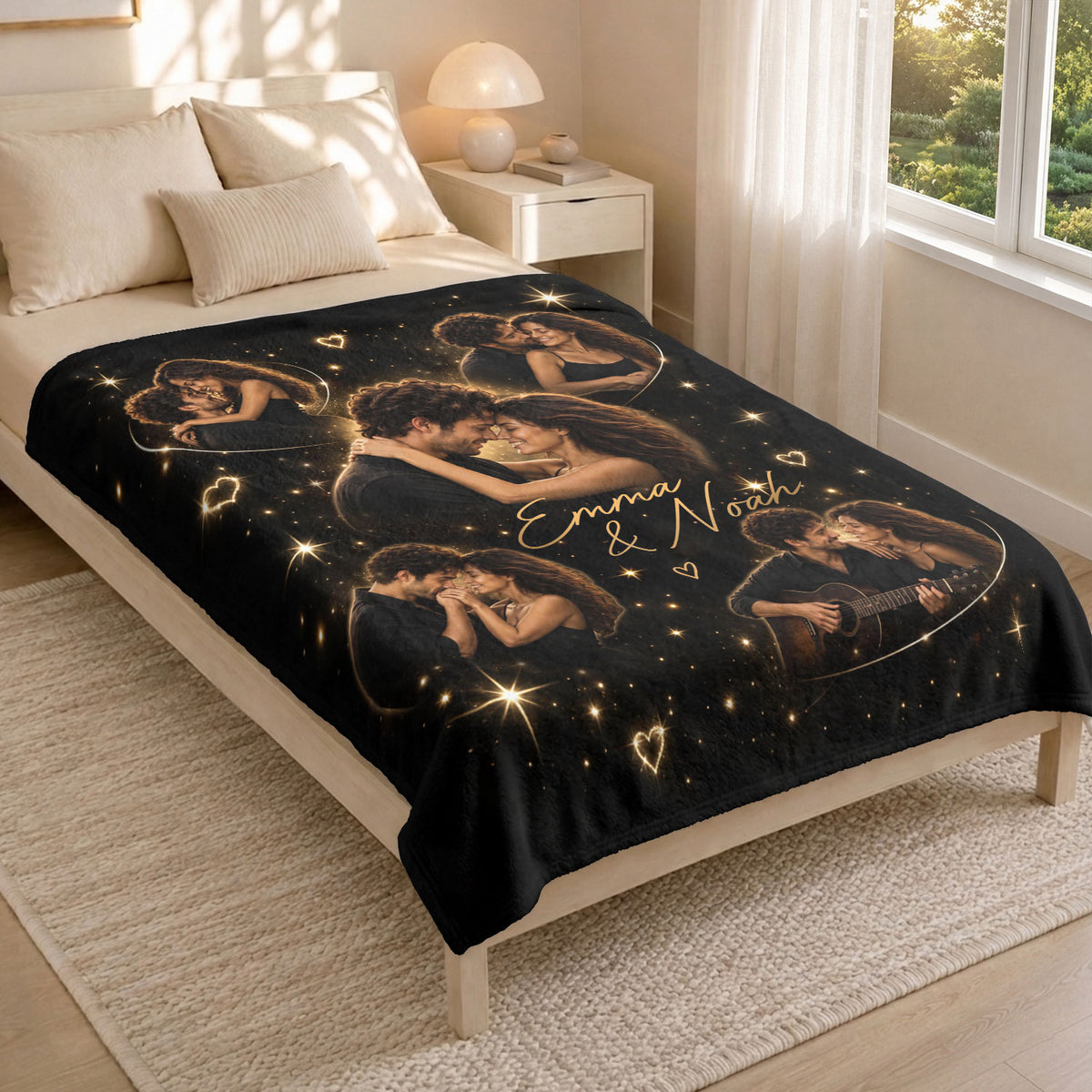 Custom Couple Photo Blanket Picture Collage Soft Fleece Throw Elegant Wedding Gift