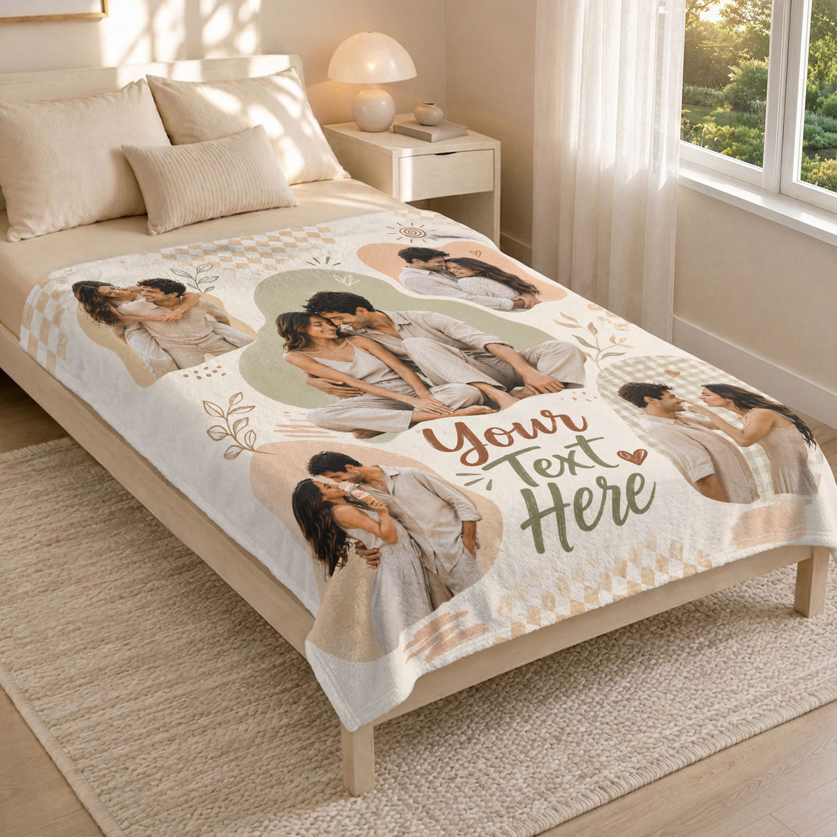 Custom Couple Photo Blanket Picture Collage Boho Soft Fleece Throw Anniversary Love Gift