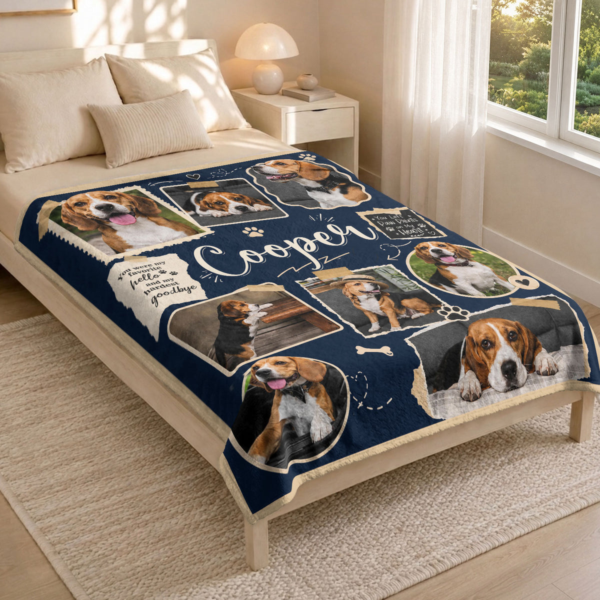 Personalized Custom Dog Photo Collage Memorial Blanket Pet Name Soft Throw Decor