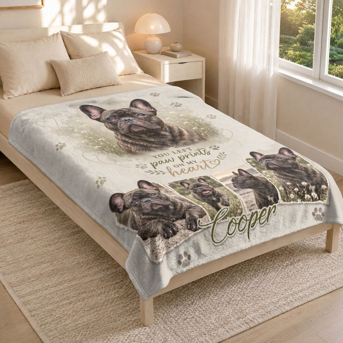Personalized Custom Dog Photo Collage Memorial Blanket Pet Name Throw Blanket Decor