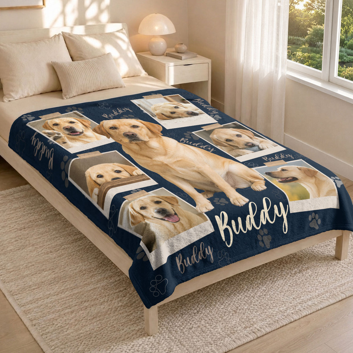 Custom Dog Photo Blanket Pet Loss Memorial Picture Collage Soft Fleece Throw Gift