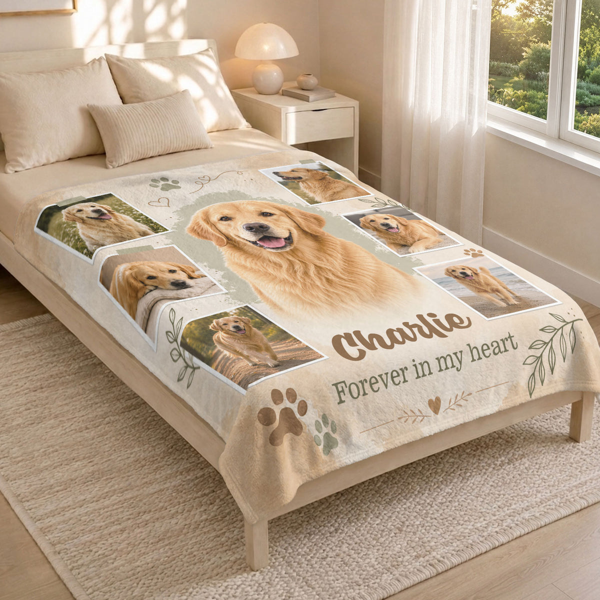 Custom Dog Photo Blanket Personalized Pet Memorial Picture Fleece Throw Gift For Dog Mom