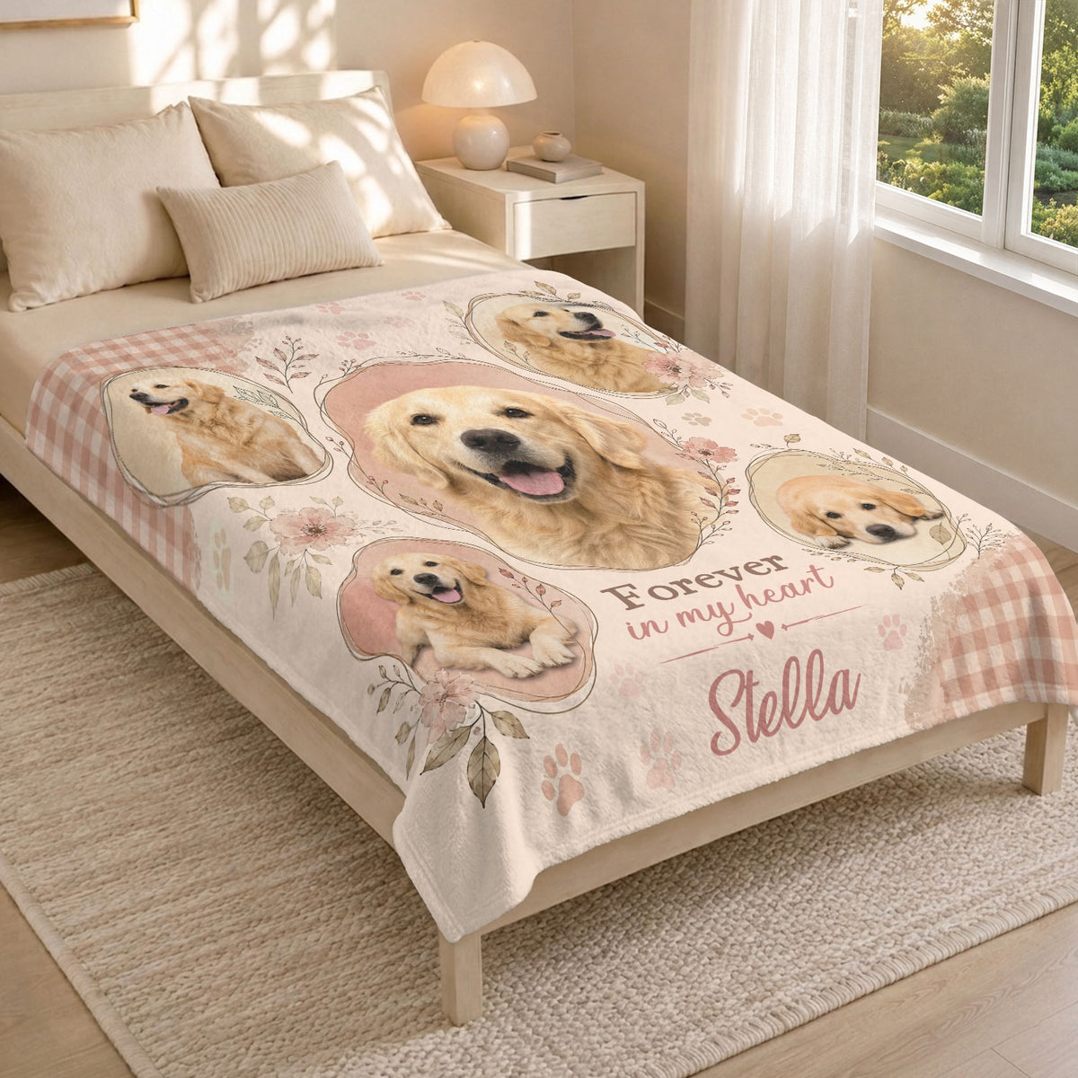 Custom Dog Photo Memorial Blanket Picture Collage Soft Fleece Throw Pet Loss Sympathy Gift