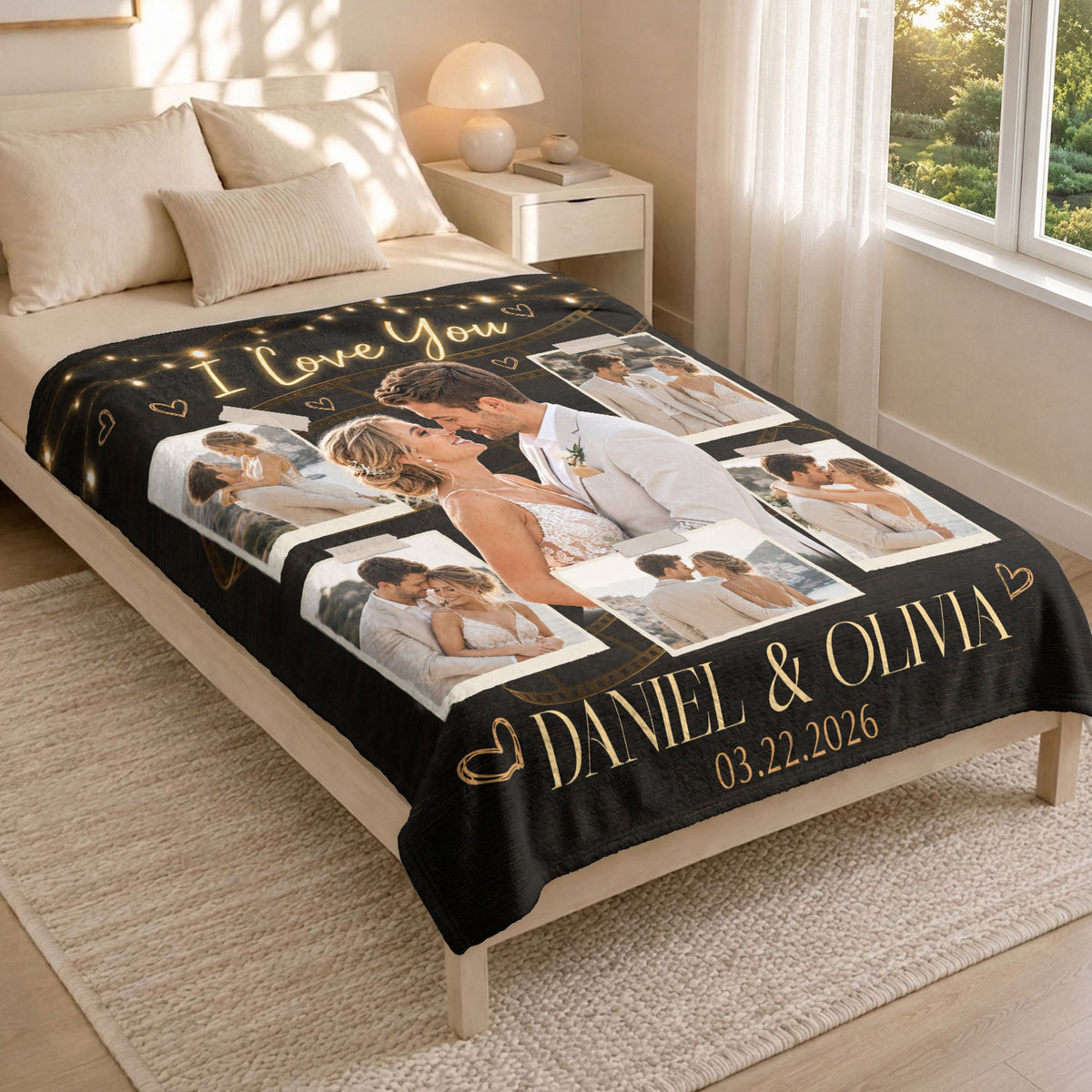 Custom Photo Blanket Couple Personalized Anniversary Gift Film Strip Collage Throw Blanket