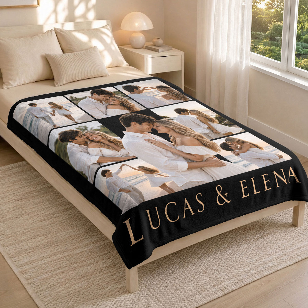 Custom Romantic Couple Photo Collage Blanket Couple Names Throw Blanket Keepsake