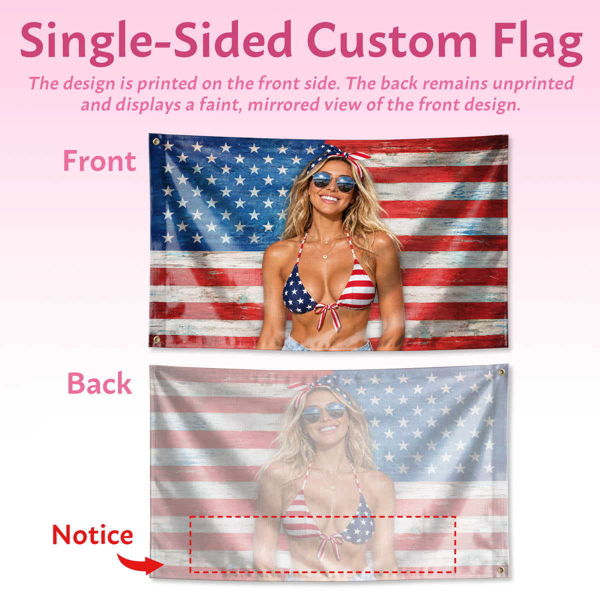 Custom American Flag with Photo Personalized Rustic Wood Picture Flag USA Decor Gift