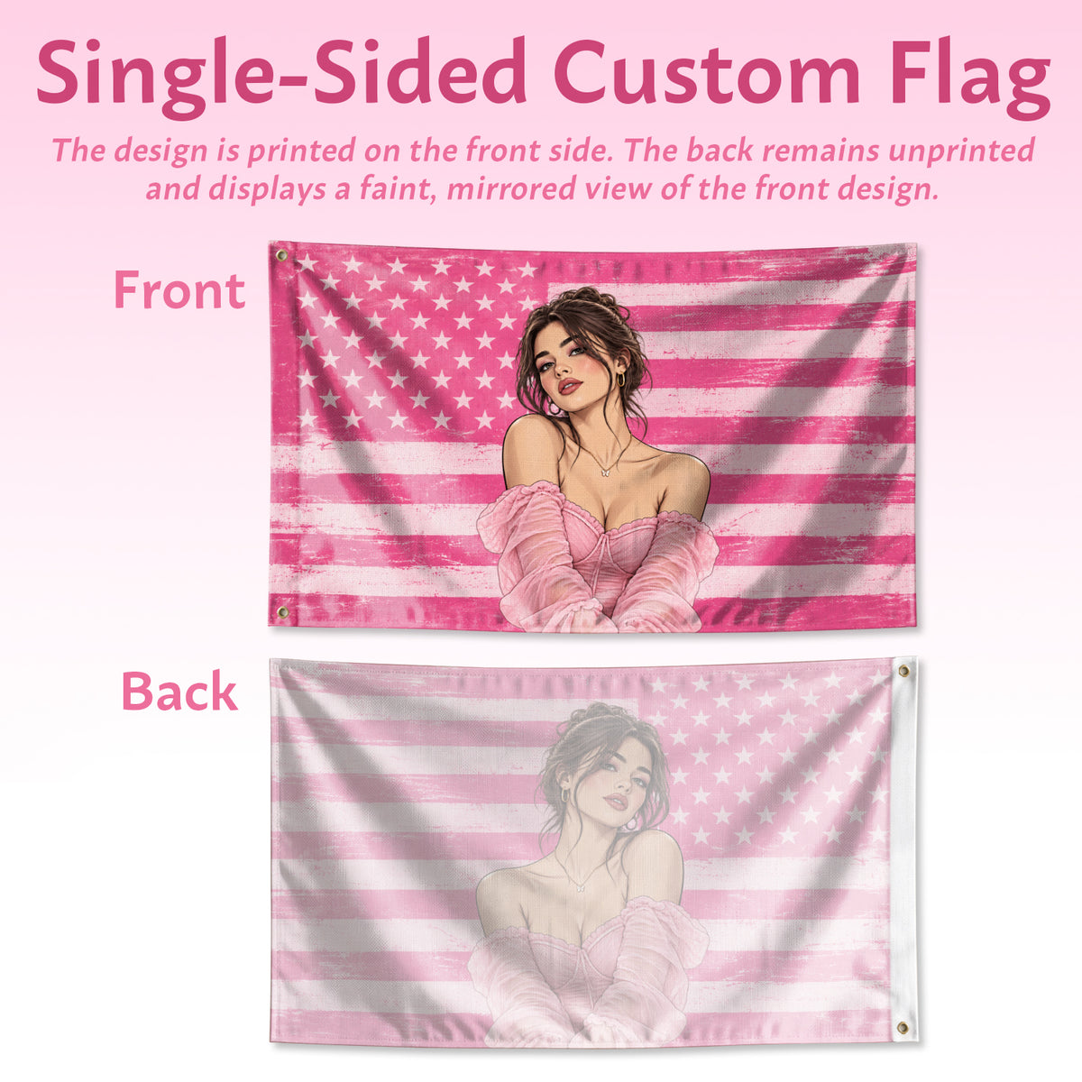Custom Portrait Photo Flag American Stars Stripes Distressed Wall Hanging Banner