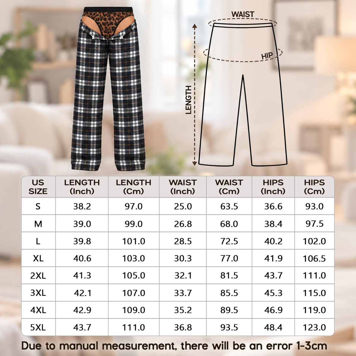 Plaid Leopard Funny Mens Pajama Pants, Custom Pajamas for Playful Evenings, Wild Gag Gifts and Christmas Pajamas for Relaxed Nights, Pallyprints Co.
