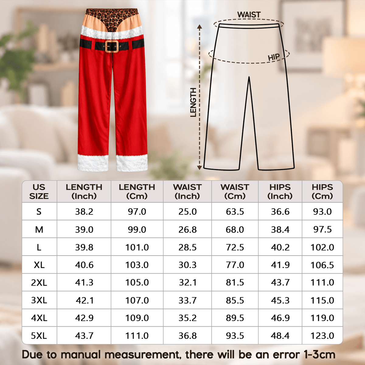 Funny Mens Pajama Pants with Leopard Santa, Custom Pajamas for Festive Lounging, Bold Gag Gifts and Christmas Pajamas for Cozy Nights, Pallyprints Co.
