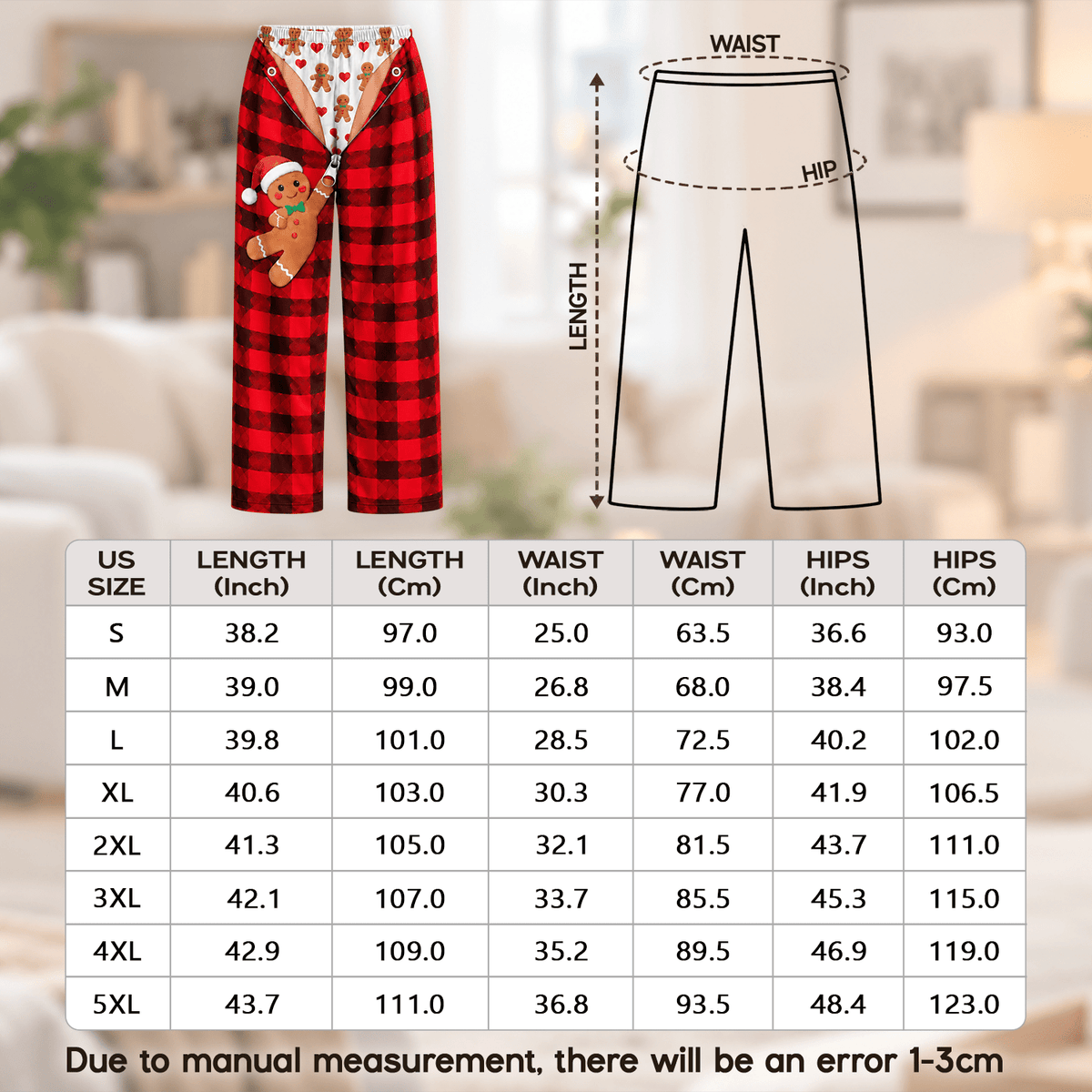 Funny Mens Pajama Pants with Gingerbread Plaid, Custom Pajamas for Cozy Lounging, Gag Gifts and Cozy Festive Christmas Pajamas, Pallyprints Co.