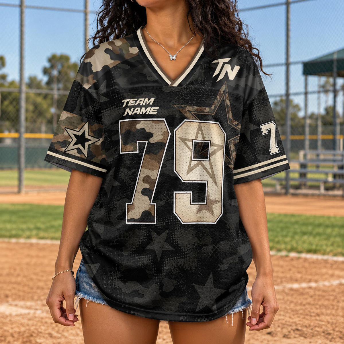 Custom Lone Riders Football Jersey Unisex Camo Star Y2K Jersey Shirt Clothing Apparel