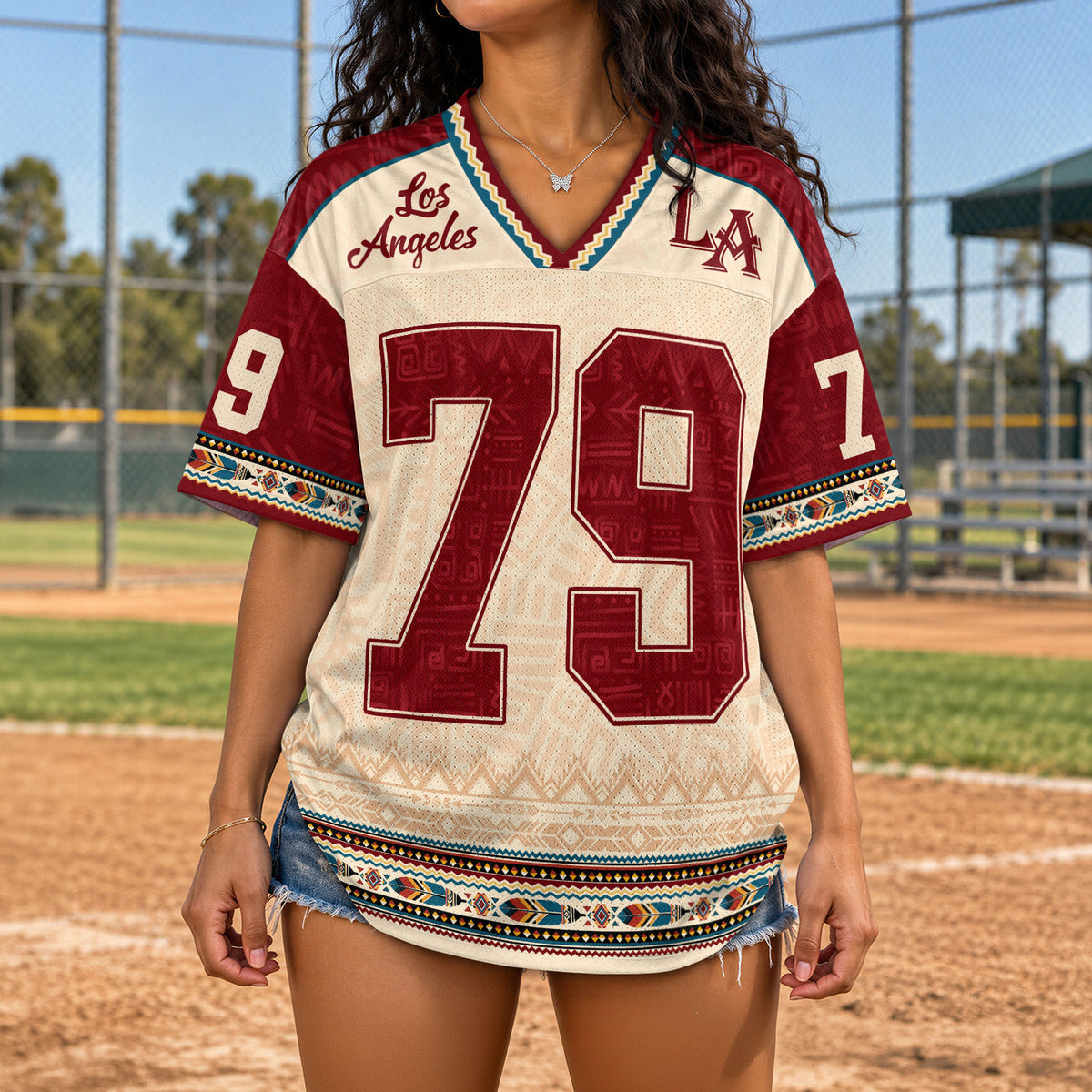 Custom Los Angeles Football Jersey Unisex Aztec Pattern Y2K Jersey Shirt Apparel
