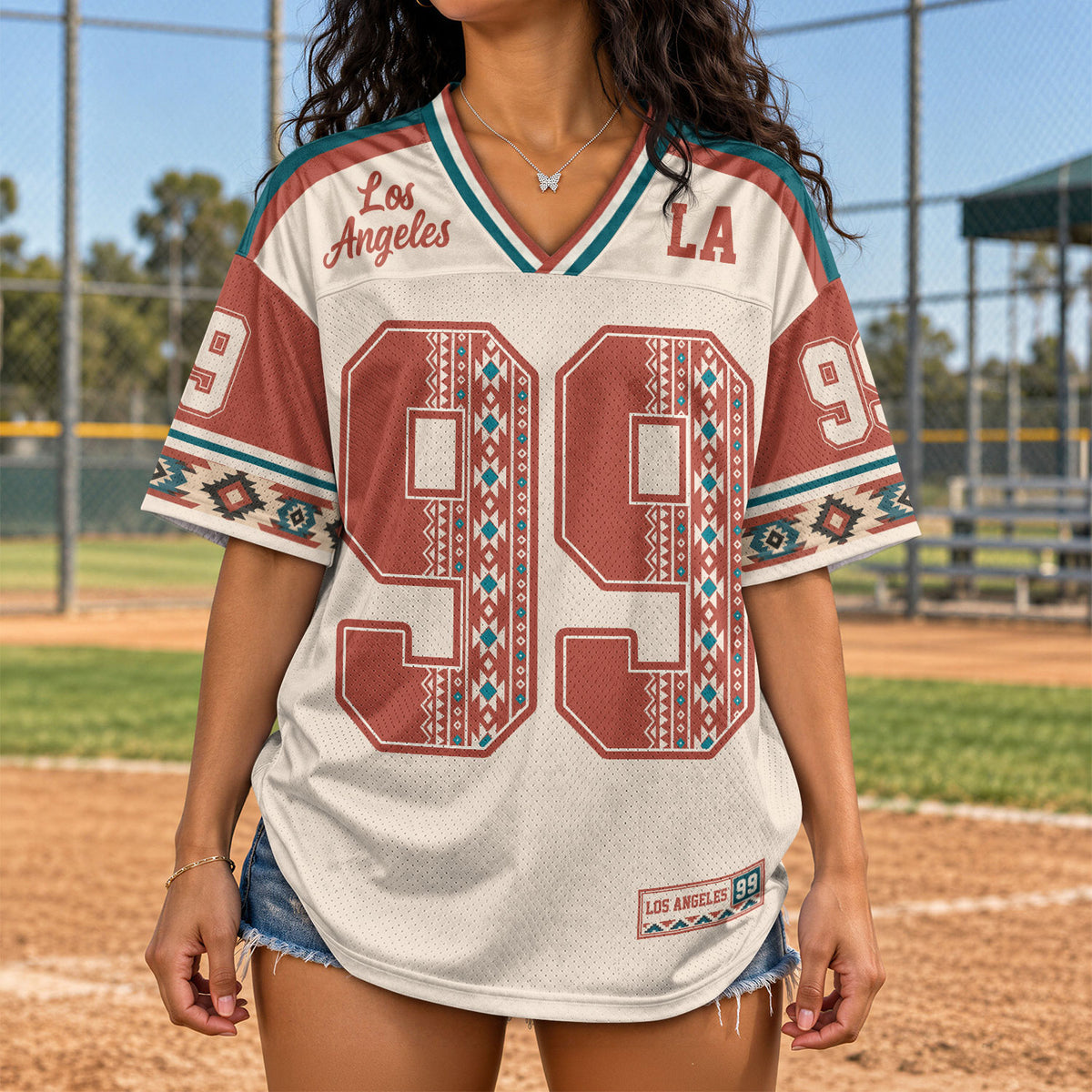 Custom Orange Los Angeles Football Y2K Outfits Unisex Ethnic Aztec Print Team Shirt