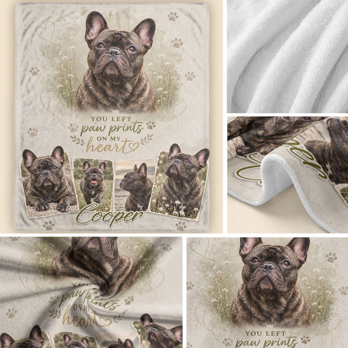 Personalized Custom Dog Photo Collage Memorial Blanket Pet Name Throw Blanket Decor