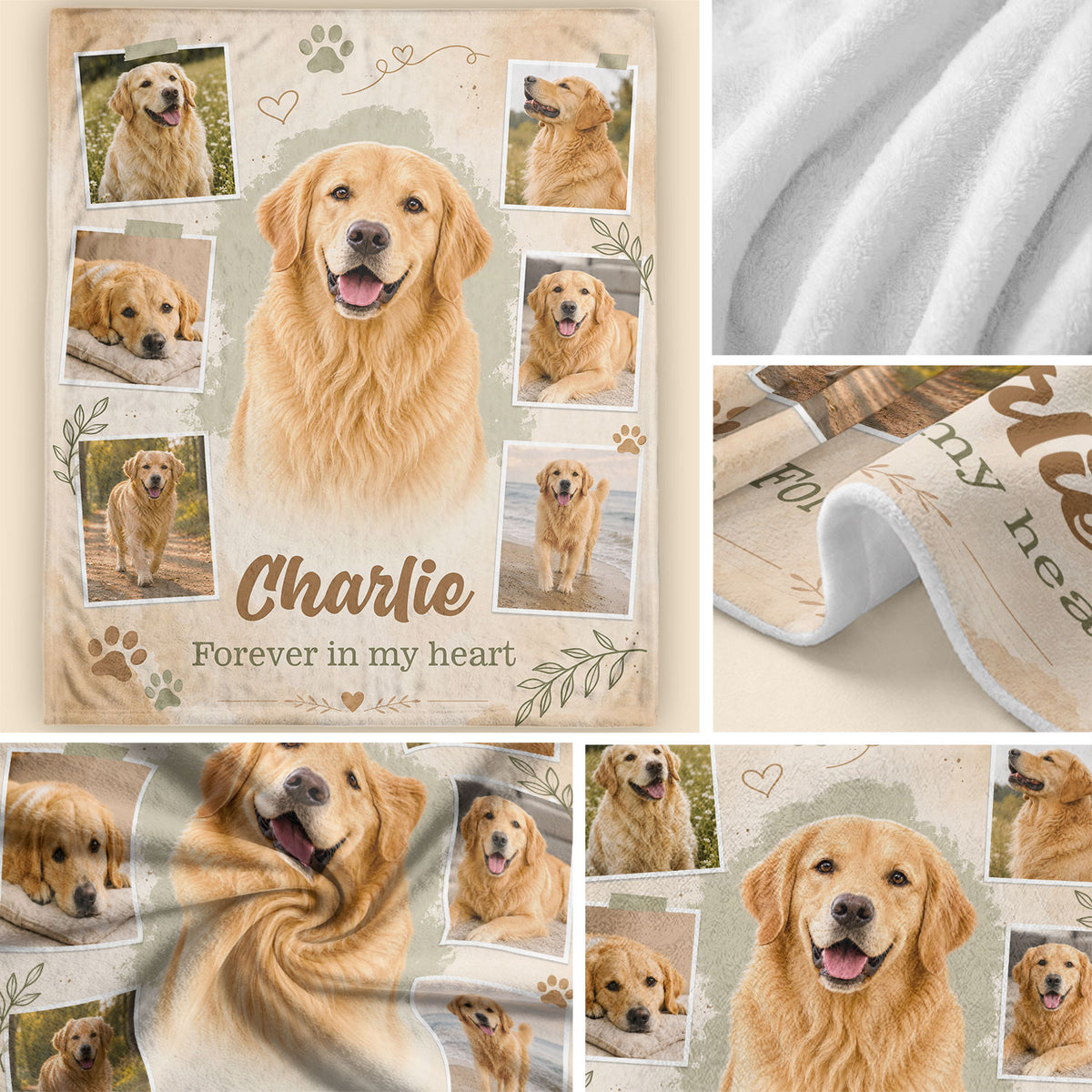 Custom Dog Photo Blanket Personalized Pet Memorial Picture Fleece Throw Gift For Dog Mom