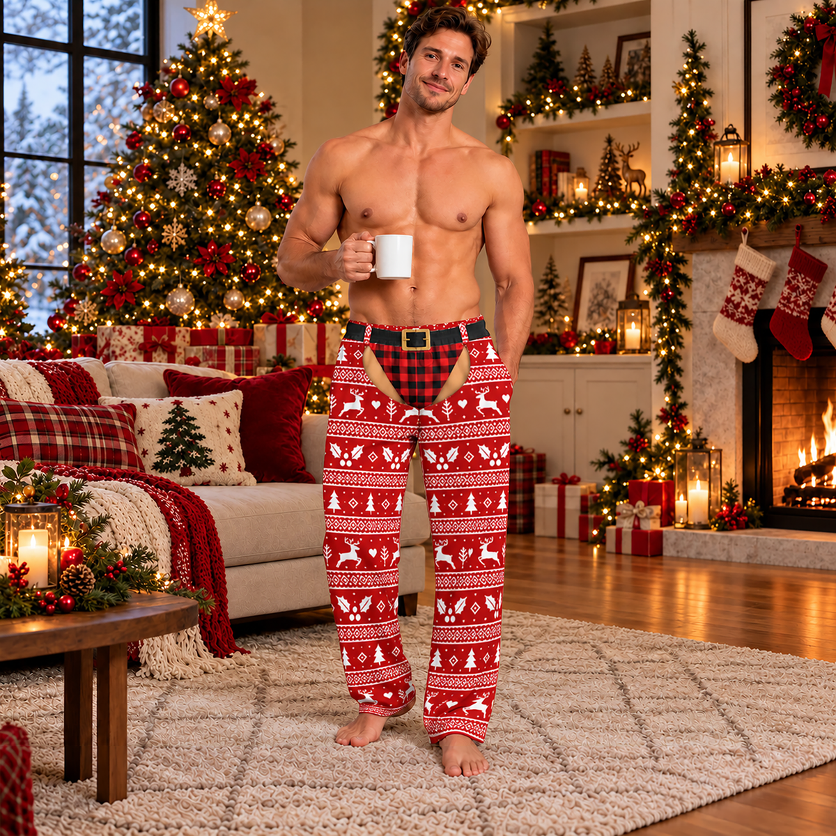 Tuxedo Bowtie Funny Mens Pajama Pants, Custom Pajamas for Festive Evenings, Smart Gag Gifts and Christmas Pajamas for Relaxing, Pallyprints Co.