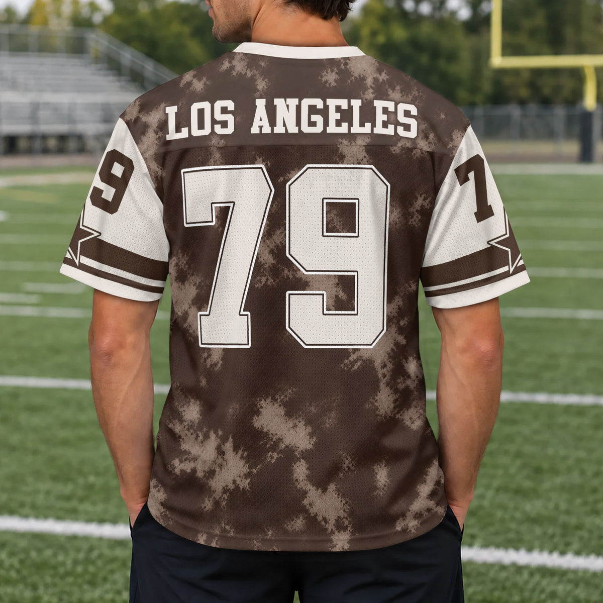 Custom Los Angeles Football Jersey Unisex Brown Tie Dye Y2K Jersey Shirt Clothing Top