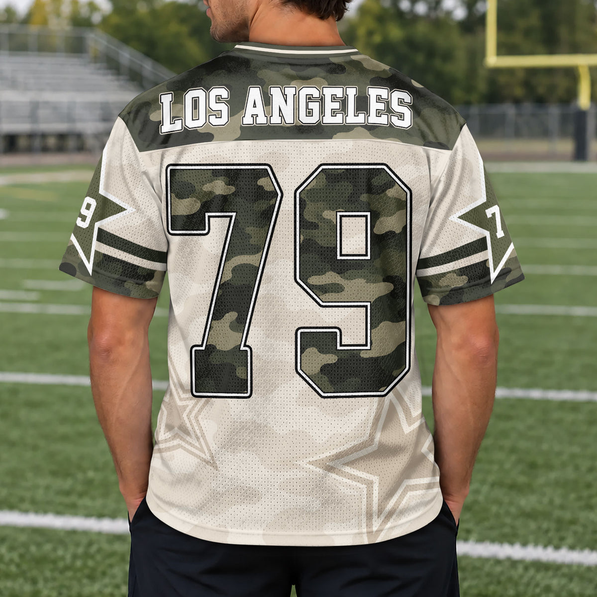 Custom Camo Los Angeles Football Y2K Jersey Unisex Star Camouflage Team Shirt Top