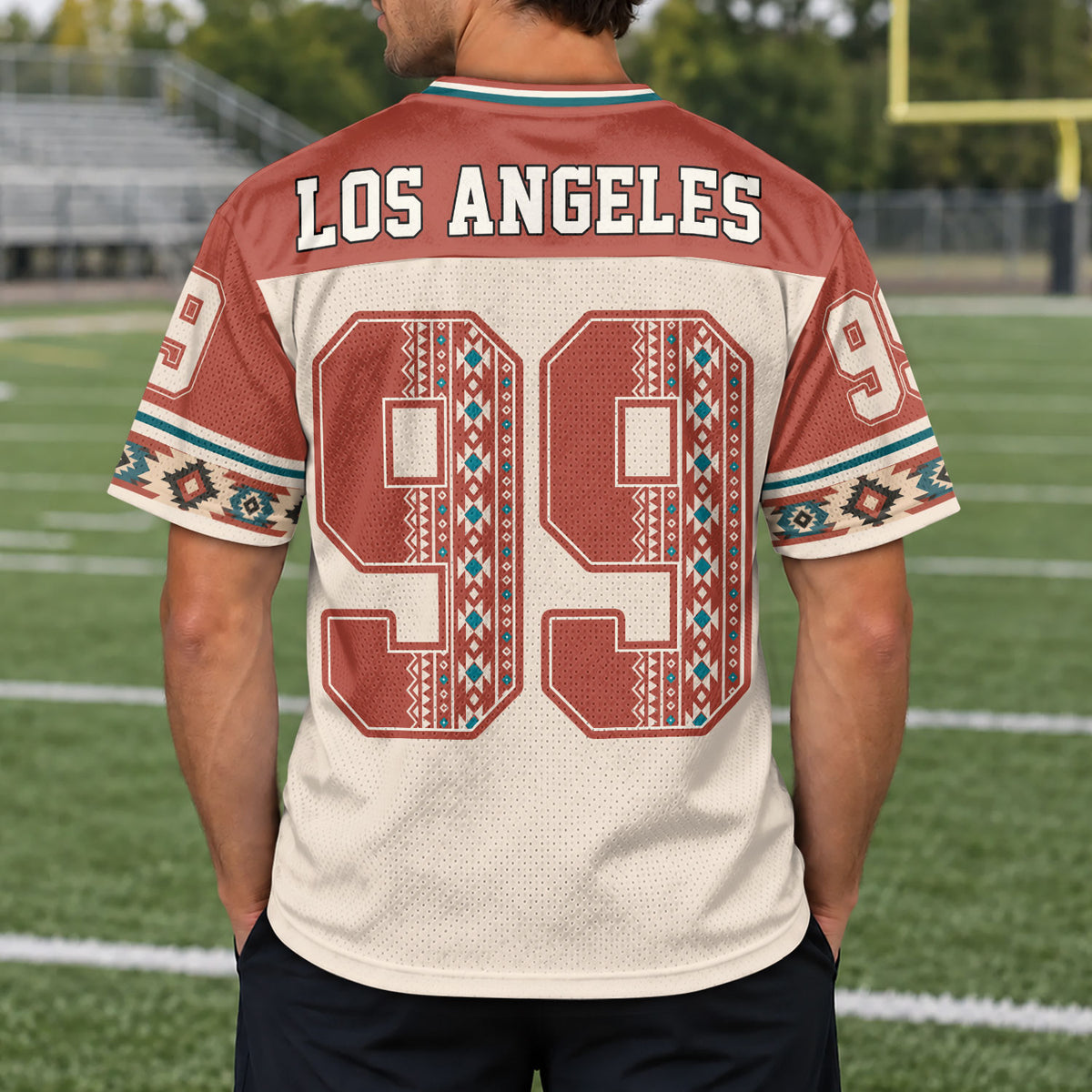 Custom Orange Los Angeles Football Y2K Outfits Unisex Ethnic Aztec Print Team Shirt