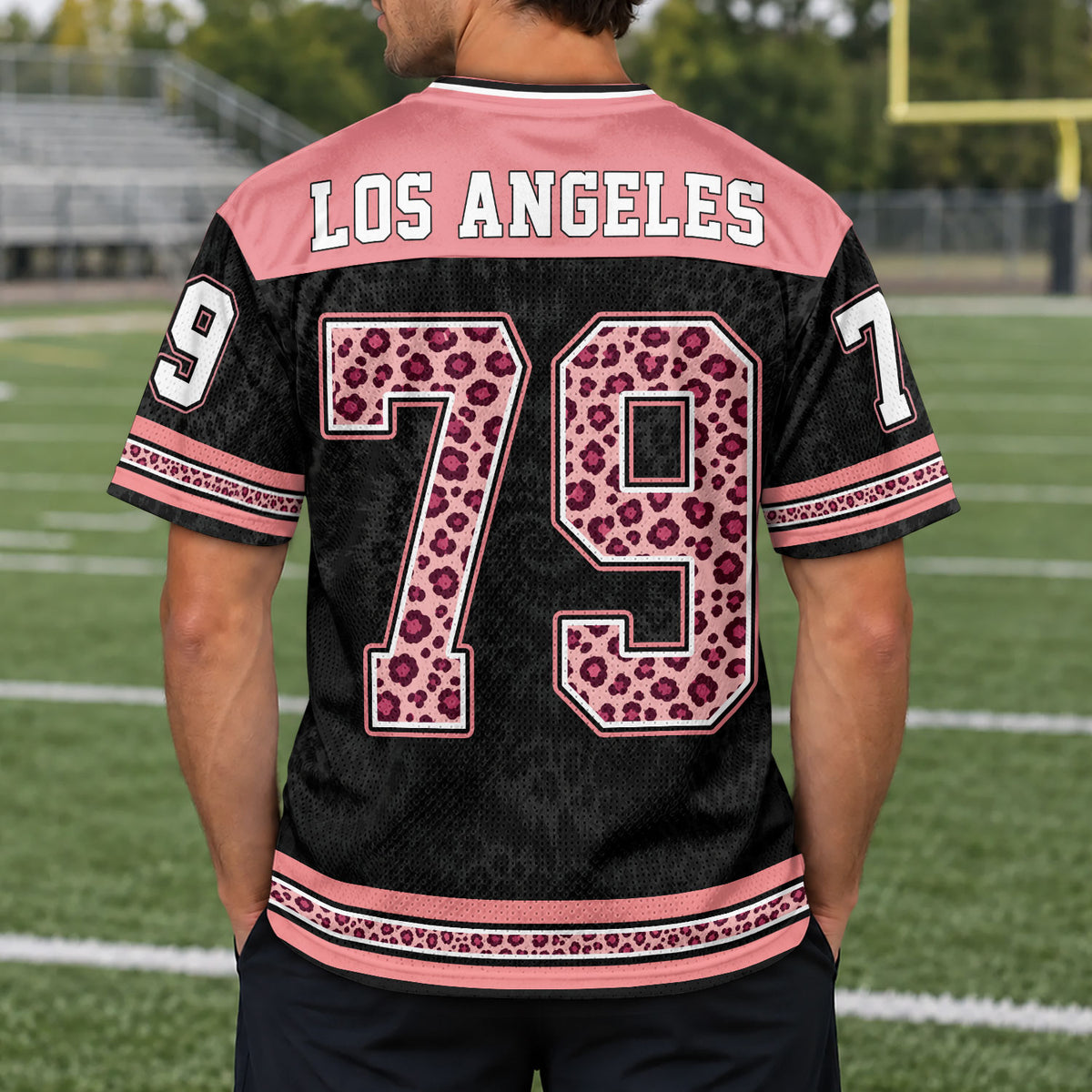 Custom Pink Leopard Los Angeles Football Y2K Jersey Unisex Cheetah Print Team Shirt