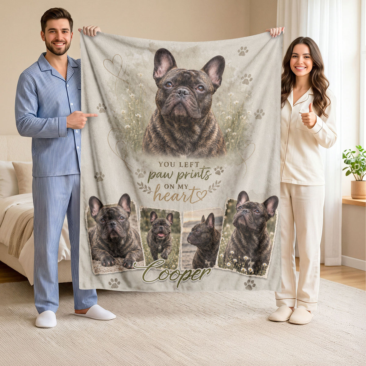 Personalized Custom Dog Photo Collage Memorial Blanket Pet Name Throw Blanket Decor
