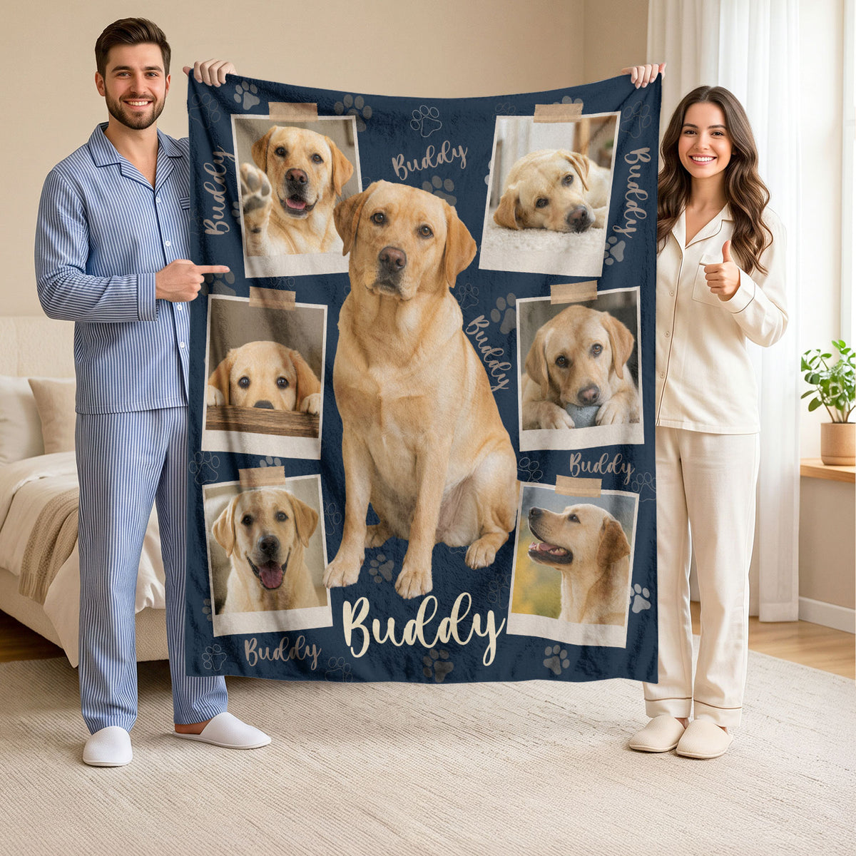 Custom Dog Photo Blanket Pet Loss Memorial Picture Collage Soft Fleece Throw Gift