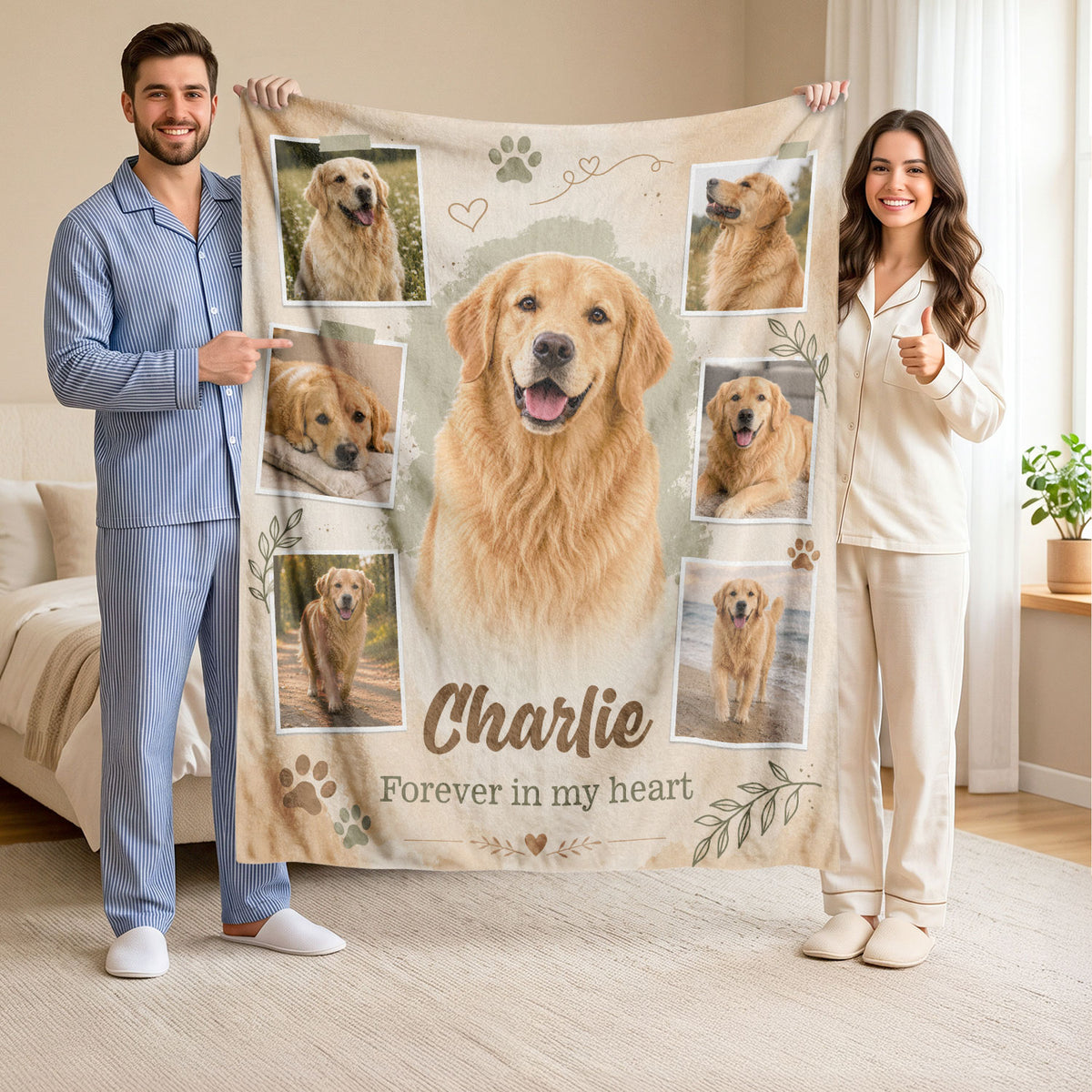 Custom Dog Photo Blanket Personalized Pet Memorial Picture Fleece Throw Gift For Dog Mom
