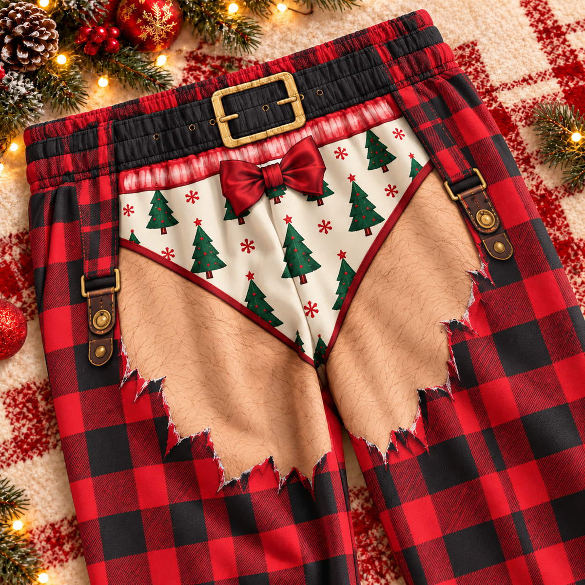 Funny Mens Pajama Pants with Hairy Legs Plaid, Custom Pajamas for Cozy Lounging, Bold Gag Gifts and Christmas Pajamas for Cozy Nights, Pallyprints Co.