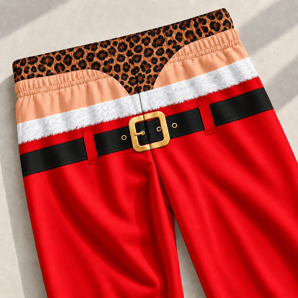 Funny Mens Pajama Pants with Leopard Santa, Custom Pajamas for Festive Lounging, Bold Gag Gifts and Christmas Pajamas for Cozy Nights, Pallyprints Co.