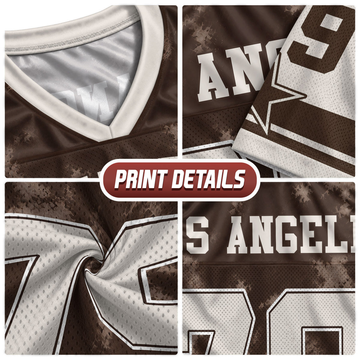 Custom Los Angeles Football Jersey Unisex Brown Tie Dye Y2K Jersey Shirt Clothing Top