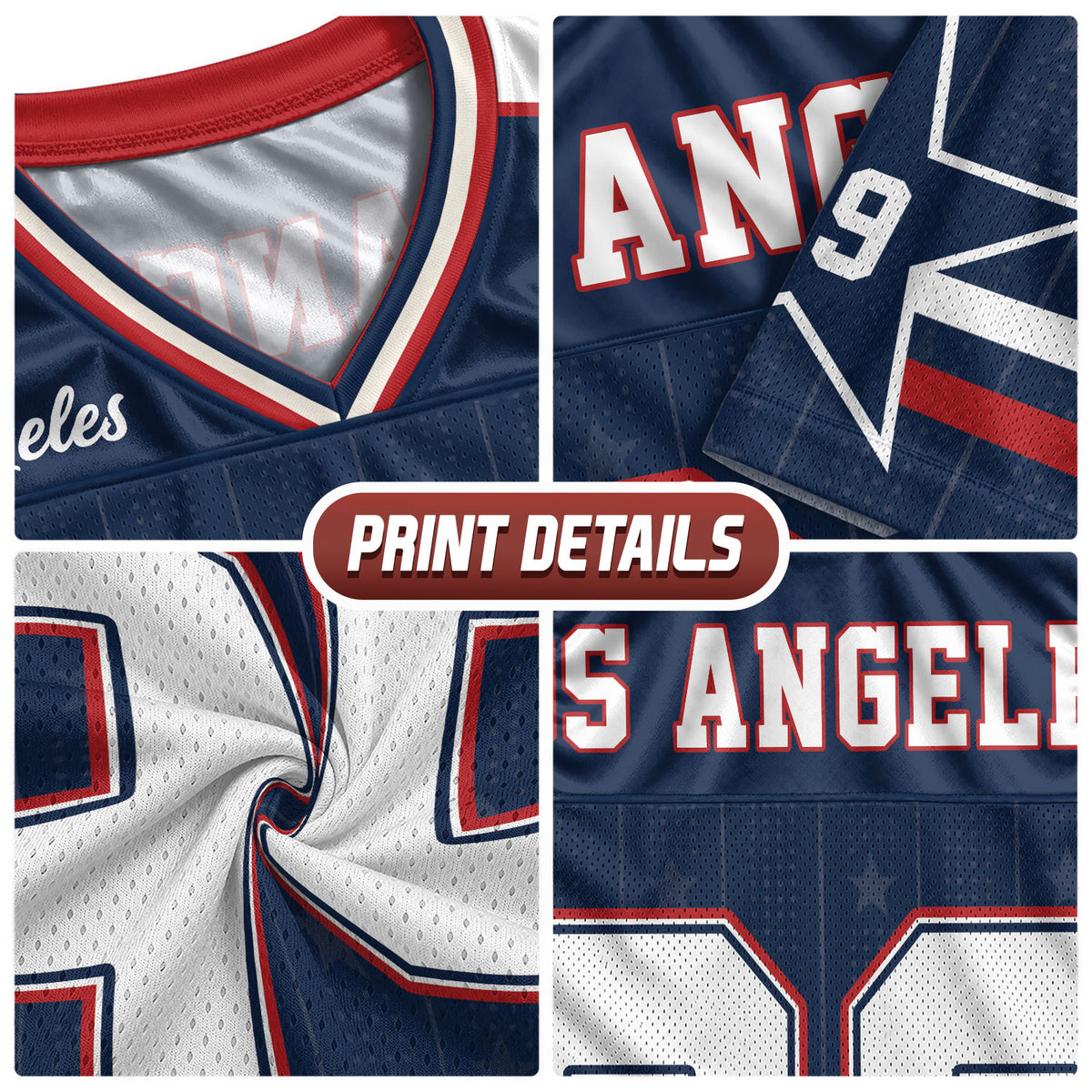 Custom Blue Los Angeles Football Y2K Jersey Unisex Star Patriotic Team Shirt Top Apparel