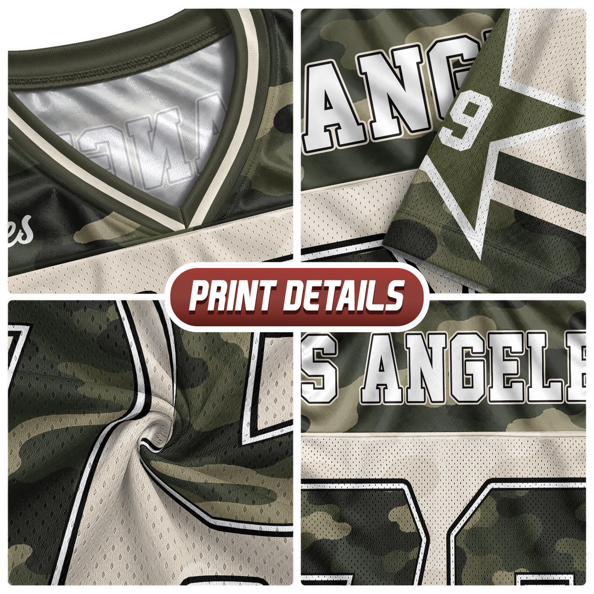 Custom Camo Los Angeles Football Y2K Jersey Unisex Star Camouflage Team Shirt Top